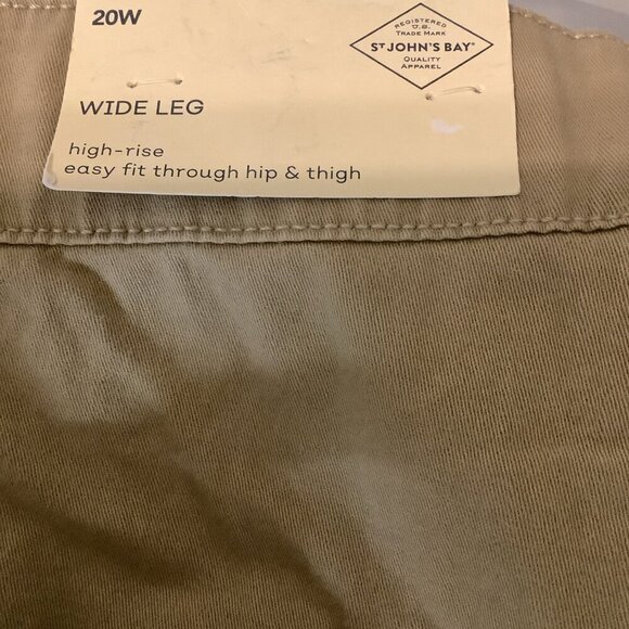 St. John's Bay Womens Pants Size 20W Mariner Wide Leg Heritage Khaki Tan Sailor - Picture 7 of 8